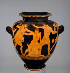 Sótão de algarismos vermelhos mostrando Heracles e Busiris, c460 a.C.