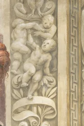 Putti, decorações à volta das janelas (fresco)