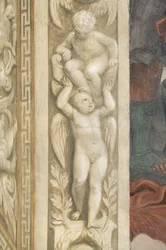 Putti, decorações à volta das janelas (fresco)
