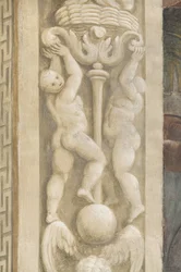 Putti, decorações à volta das janelas (fresco)