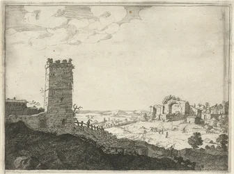 paisagem com torre Paisagens com construções romanas antigas (título da série)