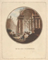 Ruínas de Atenas com um pórtico abobadado, ca. 1770-1808.