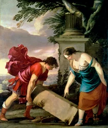 Teseu e a sua mãe Etra, cerca de 1635-36