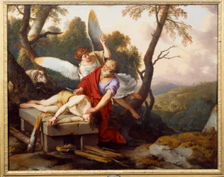 Abraão sacrificando o seu filho Isaac, pintura de Laurent de La Hyre (1606-1656), 1650, Reims, Museu Saint-Denis