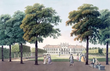 Vista do Castelo do Prazer em Hetzendorf, Viena, de 1790