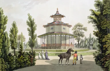 Vista da Casa de Verão Chinesa, Palácio de Lichtenstein em Eisgrub, gravado por Johann Ziegler (c.1750-c.1812), 1792