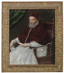 Retrato do Papa Gregório XIII, três quartos de comprimento, sentado