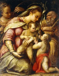 A Sagrada Família com o infante São João Batista e Santa Catarina,