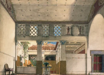Interior da casa de Gaius Marcius (aguarela sobre papel)