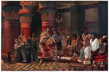Passatempo no Antigo Egito Três Mil Anos atrás, ilustração de "Egyptian Myth and Legend", publicado pela Gresham Publishing, Co.