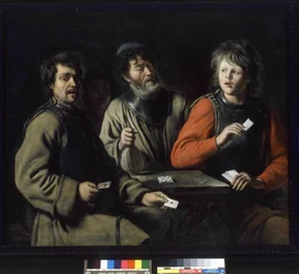 Jogadores de cartas (óleo sobre tela)