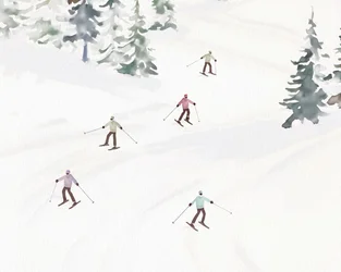 Esquiar em Tremblant, c.2023 (técnica mista)