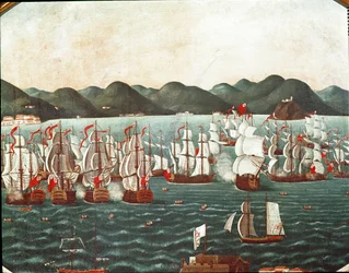 Navios ingleses na Baía do Rio de Janeiro (Pintura, final do século XVIII)