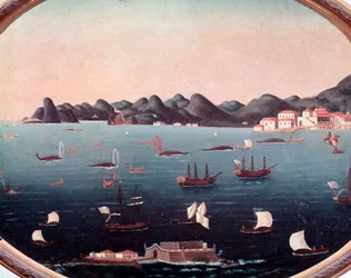 Baleeira na Baía de Guanabara no Brasil Aquarela de Leandro Joaquim (1738-1798) Século XVIII Rio de Janeiro, Museu Histórico Nacional