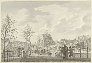 Ruínas no Rapenburg em Leiden, após o desastre da pólvora de 12 de Janeiro de 1807