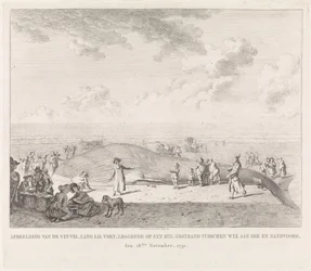 Baleia-comum aparece na praia de Zandvoort Imagem do Vin-Vis (...) encalhado entre Wyk aan Zee e Zandvoord, 18 de novembro de 1791 (título no objeto)