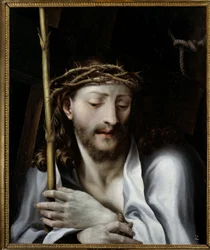 Cristo com a cana diz Cristo coroa de espinhos Pintura por Lelio Orsi (1511-1587) Sol do século XVI. 0,55x0,46 m Montpellier musee Fabre