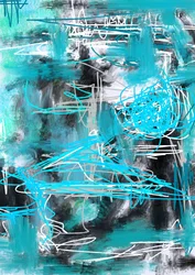 Rabiscos abstratos em azul-petróleo