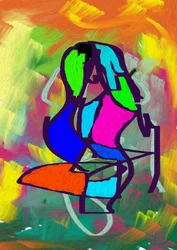 Mulher sentada (abstrato)