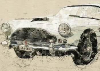 Esboço de um carro clássico retro