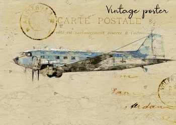 Cartão postal com avião antigo
