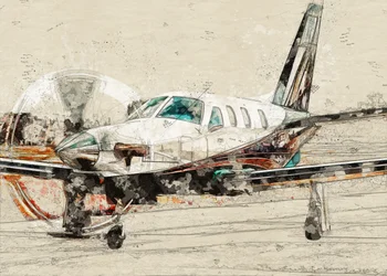 Esboço de um avião de hélice vintage