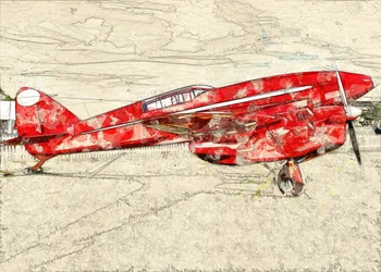 Avião de hélice vermelho vintage