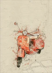Arte vintage da Vespa vermelha
