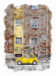 Carro de rua clássico amarelo