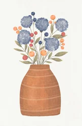 Vaso com motivos florais de mirtilos