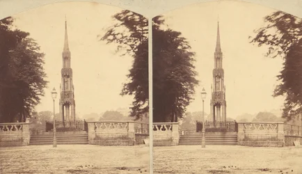 Grupo de 8 primeiras vistas estereografadas de monumentos, memoriais e túmulos britânicos, décadas de 1850 a 1910