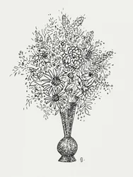 Vaso de flores (c. 1891–1941) – Desenho em alta resolução de Leo Gestel.