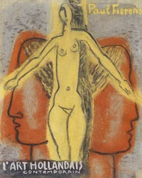 Mulher Nua Entre Duas Cabeças de Homens que Olham em Direções Opostas (1933), de Leo Gestel.