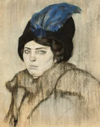 Retrato de Marie Boendermaker-Schoenmaker (giz e pastel sobre papel)