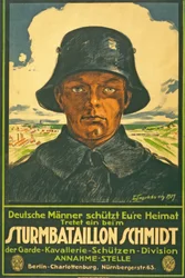 Batalhão de tempestade Schmidt; Homens alemães agitam sua casa! Junte-se ao ... pub. Berlim, 1917