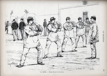 La Boxing - Armees franceses - desenho de Leon Couturier (1842-1935) - para "A Bandeira" - Monitor da Liga dos Patriotas" - 22 de agosto