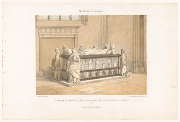 Túmulo de François II da Bretanha em Nantes. Catedral Tombeau de François II, duque de Bretagne, dans la cathédrale de Nantes (título no objeto) França contemporânea (título da série) La France de nos jours (título da série no objeto)
