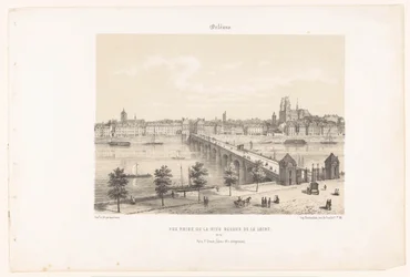 Vista de Orleães da margem esquerda do Loire Orleães. Vue Prize de la rive gauche de la Loire (título no objeto) França contemporânea (título da série) La France de nos jours (título da série no objeto)