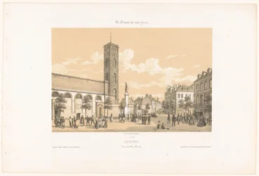 Vista do Local Bisson em Lorient
Lorient. Vue de la place Bisson (título sobre o objecto)
França Contemporânea (título da série)
La France de nos jours (título da série sobre o objecto)