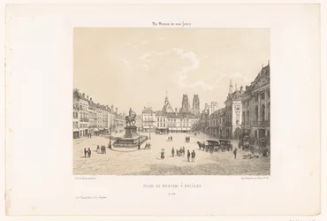 Vista da Place du Martroi em Orléans Place du Martroi à Orleans (título no objeto) França contemporânea (título da série) La France de nos jours (título da série no objeto)
