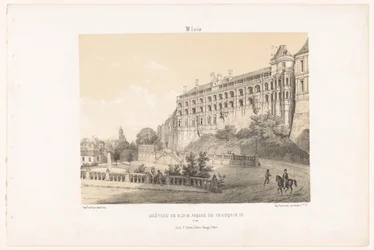 Vista da fachada do Rei Francisco I do Castelo de Blois blois. Château de Blois, fachada de François Ier. (título no objeto) França contemporânea (título da série) La France de nos jours (título da série)