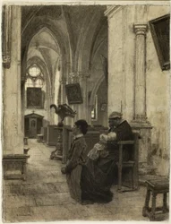 Mulheres orando na igreja