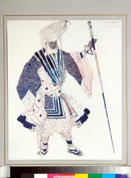 Ballet Russes: Traje "Grand Pretre" concebido por Leon Bakst (1866-1924) para o ballet "O Deus Azul" de Michel Fokine