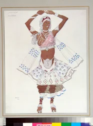 Ballets russes: ""bayadere"" Figurino desenhado por Leon Bakst (1866-1924) para o balé ""The Blue God"" de Michel Fokine