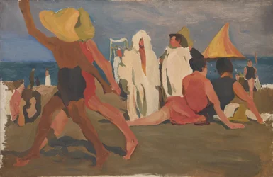 Banhistas no Lido, Veneza Serge Diaghilev e Vaslav Nijinsky na praia