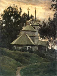 Igreja no campo (óleo sobre tela)