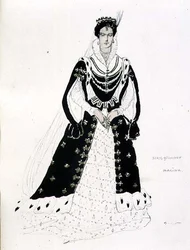Desenho de figurino para Marina em 