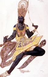 Traje de Vaslav Nijinsky ou Nijinsky (1889-1950) criado por Leo Bakst para "O Deus Azul" por Reynaldo Hahn (1875 - 1947)