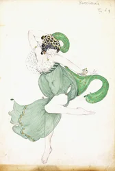 Figurino para "Bacanal", bailarina solista,