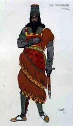 Desenho de figurino para o General Hasphenor, de Judith